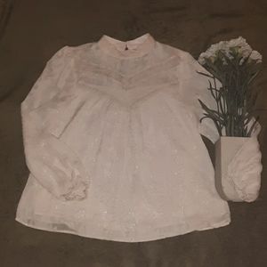 Eyeshadow cream lined lace floral blouse